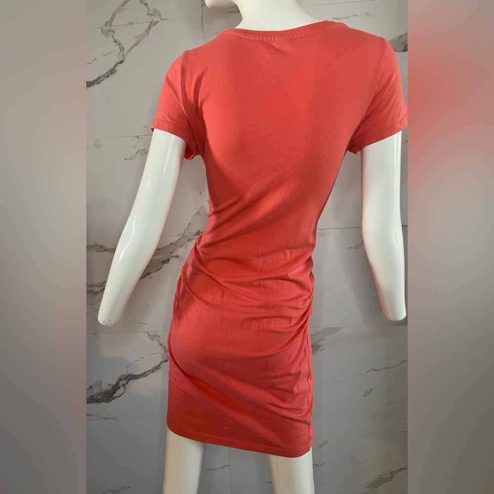 Old Navy Maternity Coral Ruched Stretch Cotton Mini T-shirt Dress Size M - Picture 5 of 7